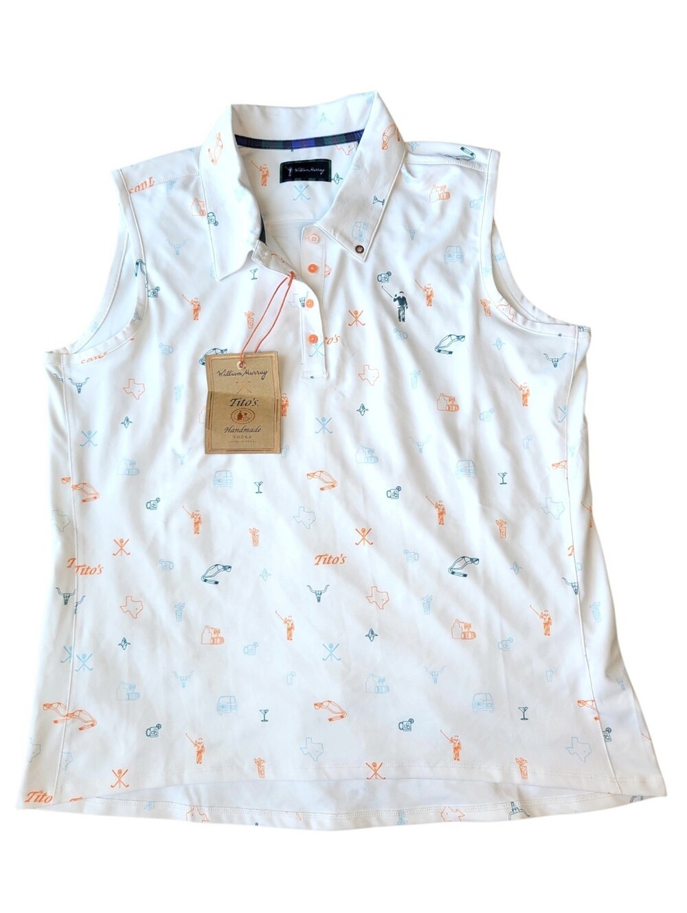 William Murray Tito’s Texas Golf Polo Sleeveless Top NWT Size XL